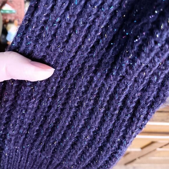 a.n.a Plush Fuzzy Sweater Women's Medium PURPLE SPARKLE Stretch Soft Gorpcore - Picture 4 of 7